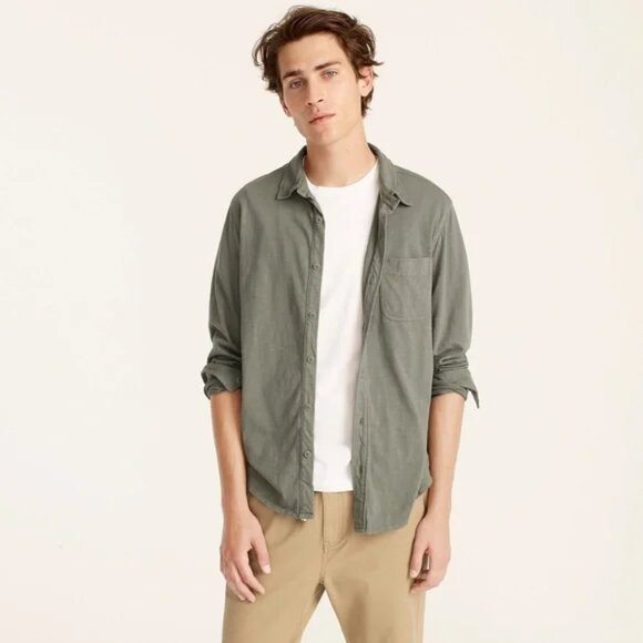J.Crew Garment-Dyed Harbor Shirt, Green, Size XL - Picture 1 of 9